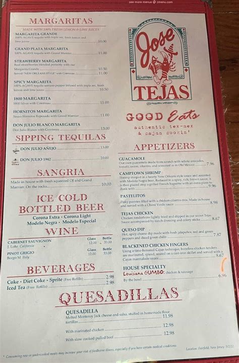 jose tejas nj|jose tejas drink menu.